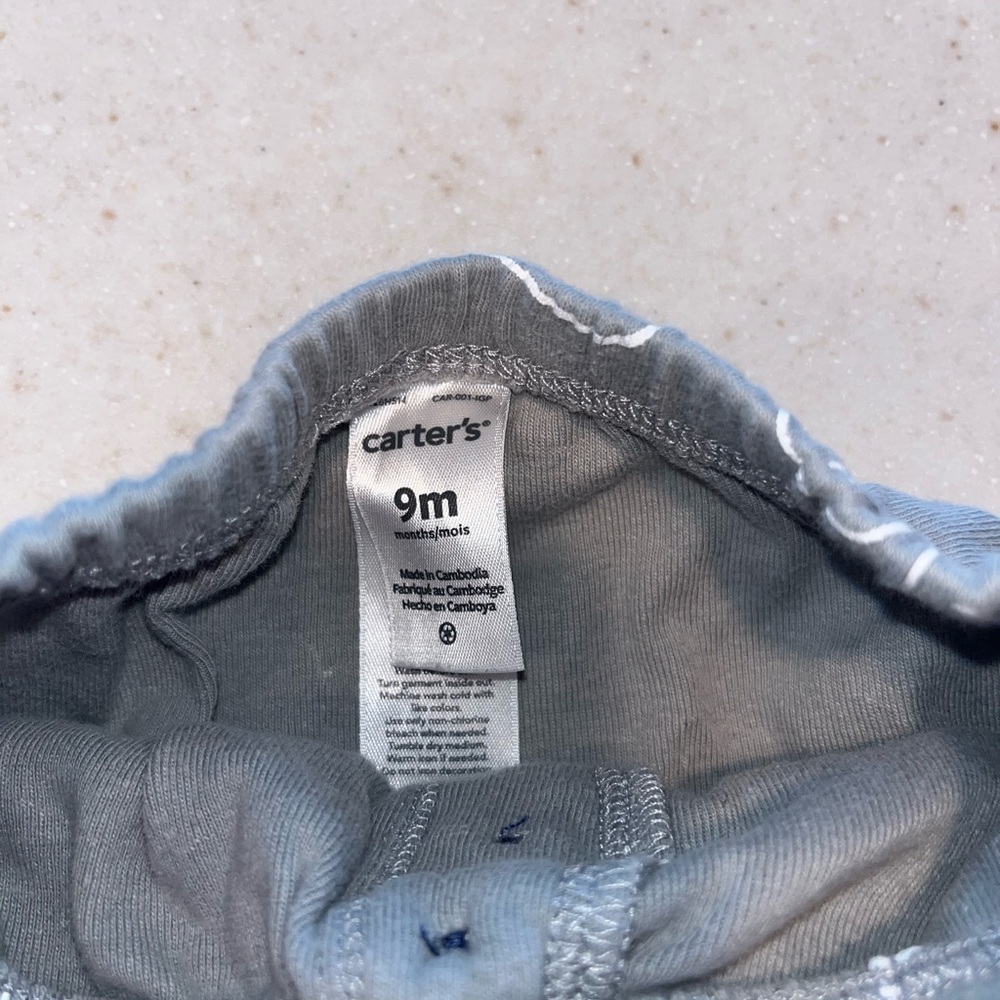 Gray Baby Pants with Cloud and Elephant Print - Picture 3 of 3